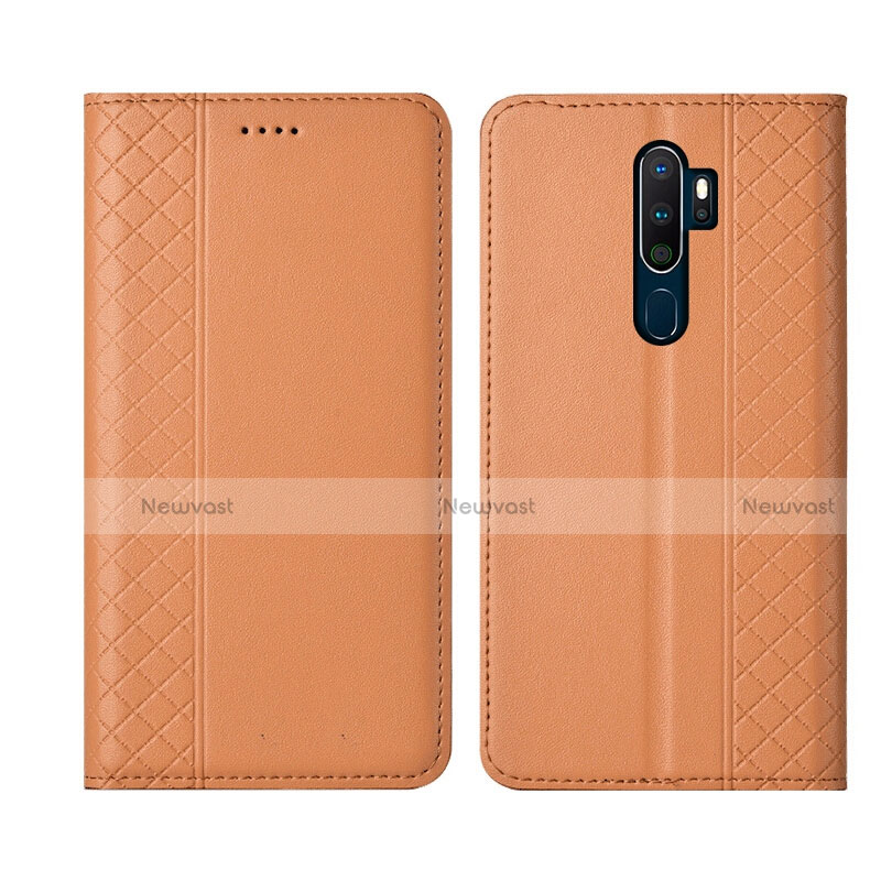 Leather Case Stands Flip Cover L01 Holder for Oppo A5 (2020) Orange