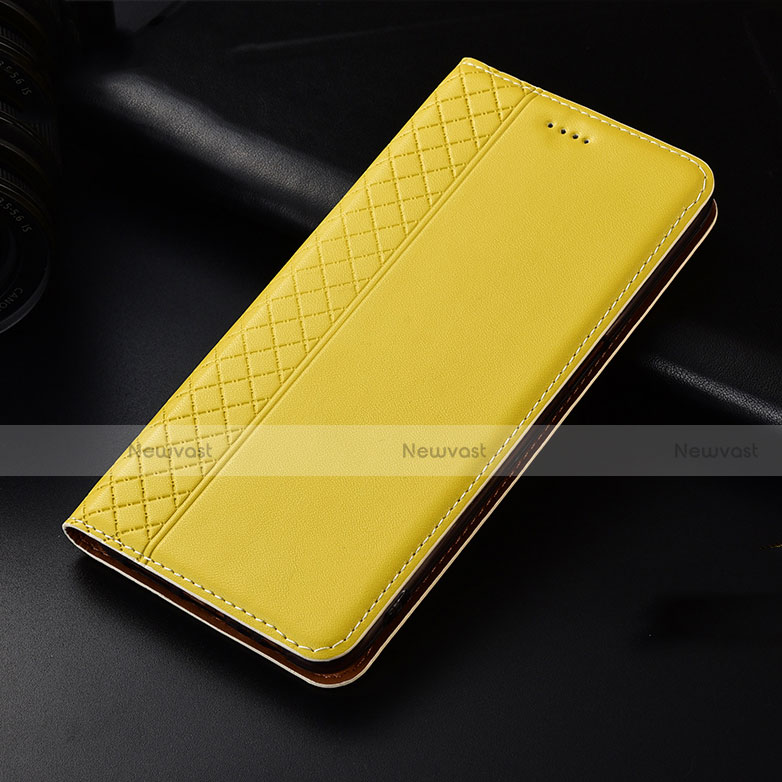 Leather Case Stands Flip Cover L01 Holder for Oppo Find X2 Yellow