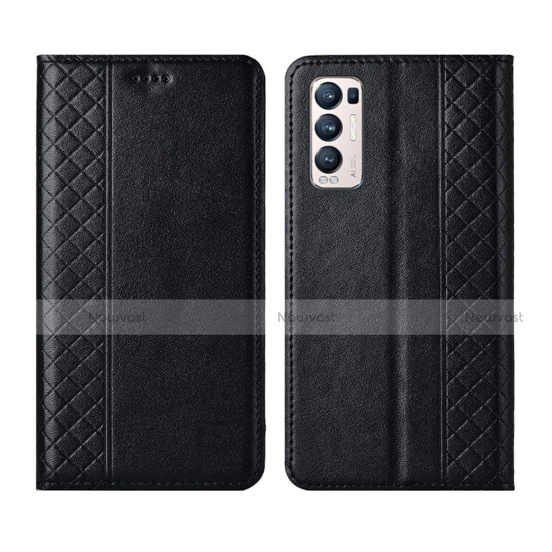 Leather Case Stands Flip Cover L01 Holder for Oppo Find X3 Neo 5G Black