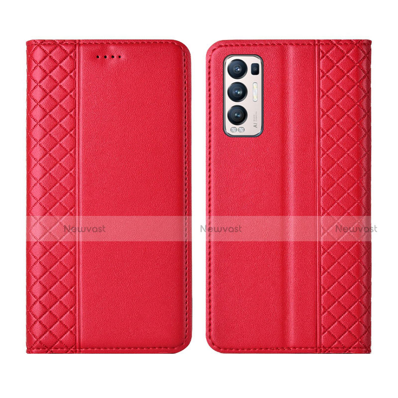 Leather Case Stands Flip Cover L01 Holder for Oppo Find X3 Neo 5G Red