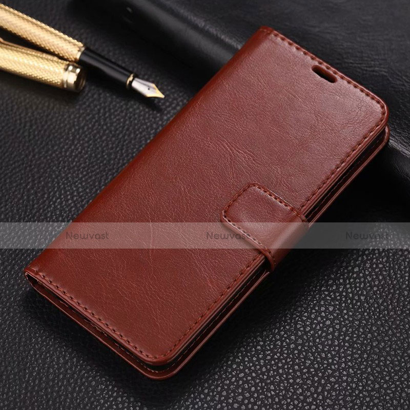 Leather Case Stands Flip Cover L01 Holder for Oppo K5 Brown
