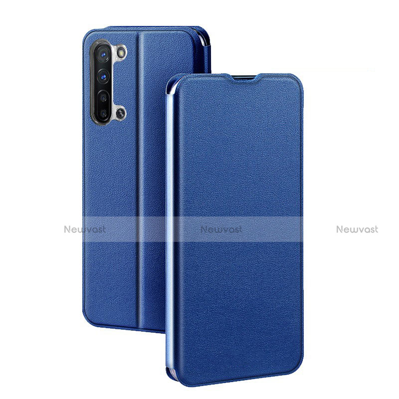 Leather Case Stands Flip Cover L01 Holder for Oppo K7 5G Blue