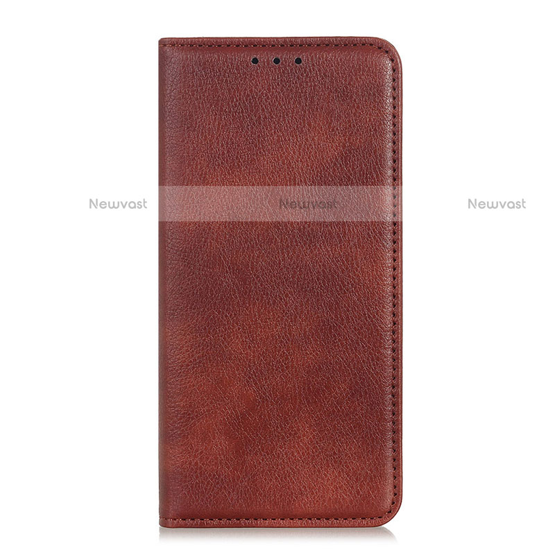 Leather Case Stands Flip Cover L01 Holder for Oppo Reno4 4G Brown