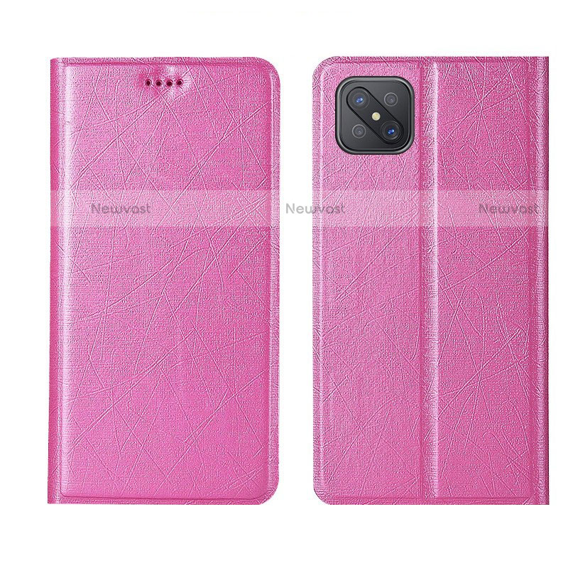 Leather Case Stands Flip Cover L01 Holder for Oppo Reno4 Z 5G Pink