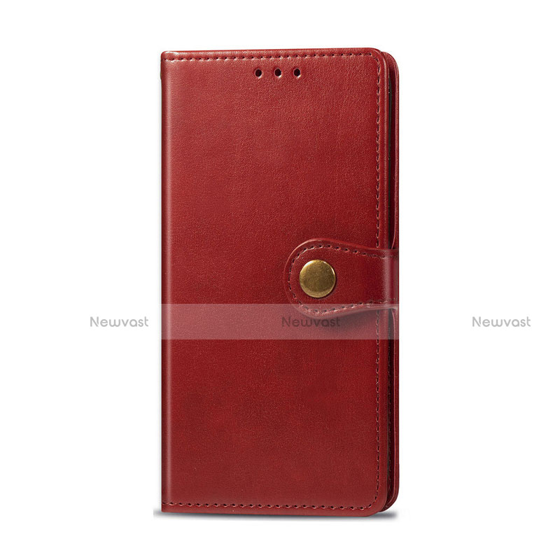 Leather Case Stands Flip Cover L01 Holder for Realme 5i Red