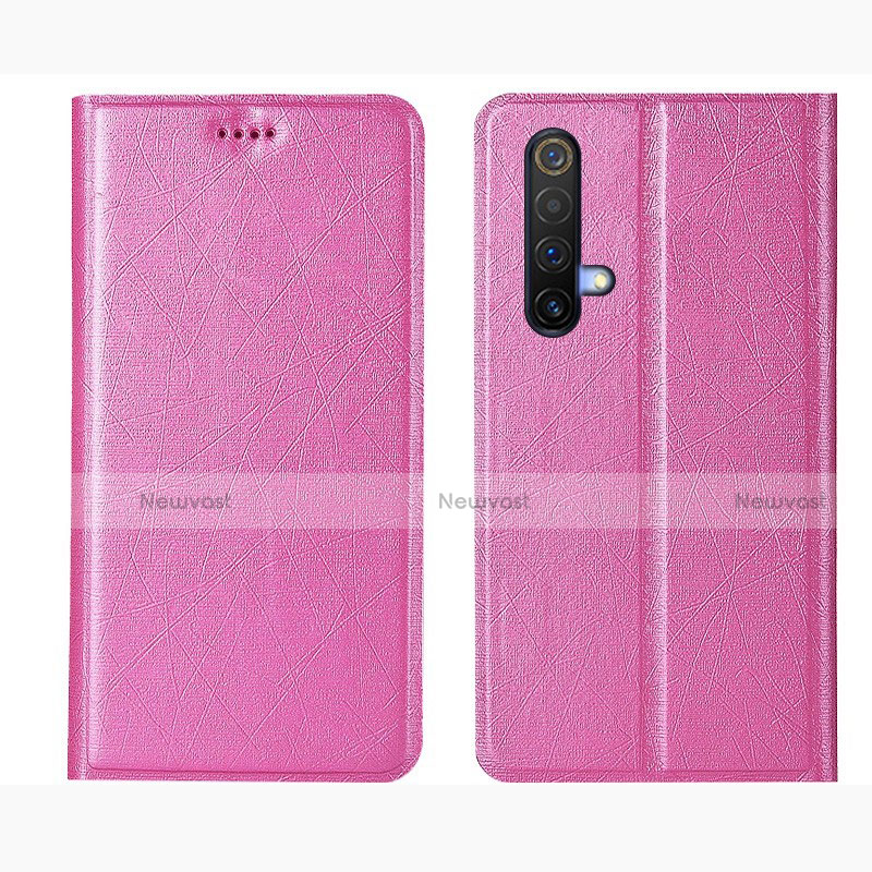 Leather Case Stands Flip Cover L01 Holder for Realme X50m 5G Pink