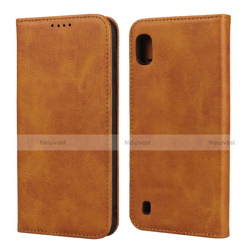 Leather Case Stands Flip Cover L01 Holder for Samsung Galaxy A10 Orange