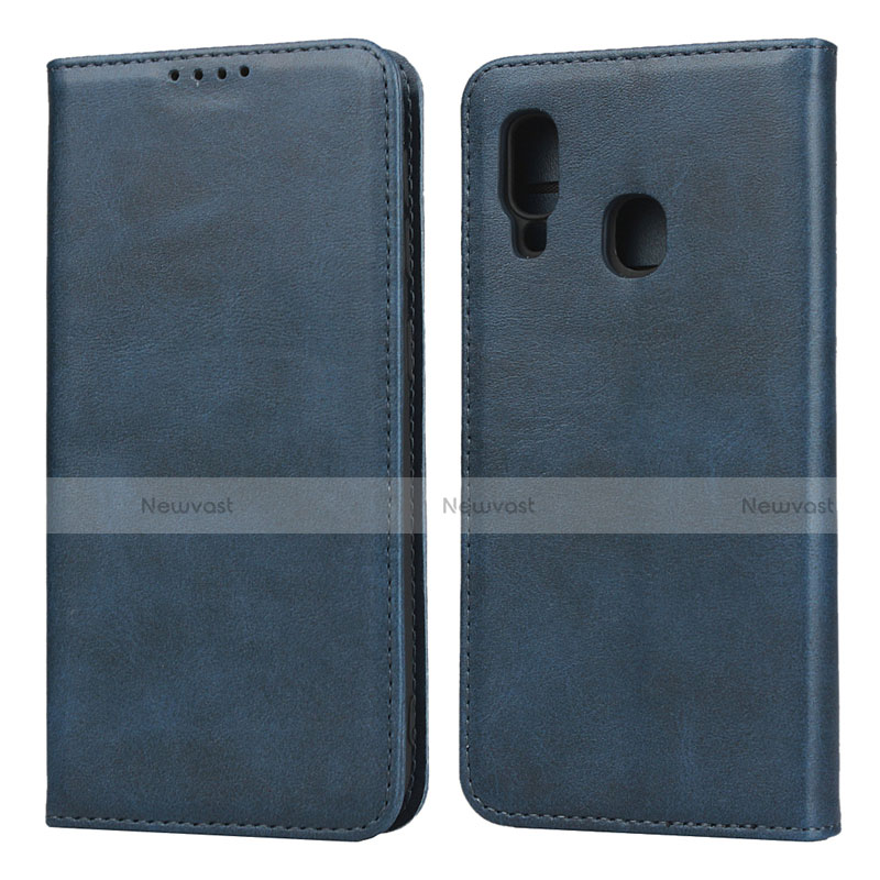 Leather Case Stands Flip Cover L01 Holder for Samsung Galaxy A20e Blue