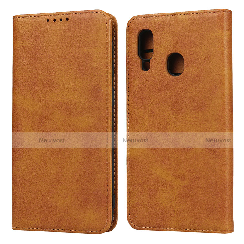 Leather Case Stands Flip Cover L01 Holder for Samsung Galaxy A20e Orange