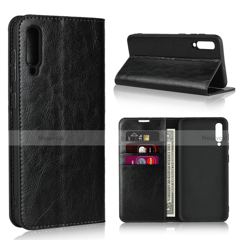Leather Case Stands Flip Cover L01 Holder for Samsung Galaxy A30S Black