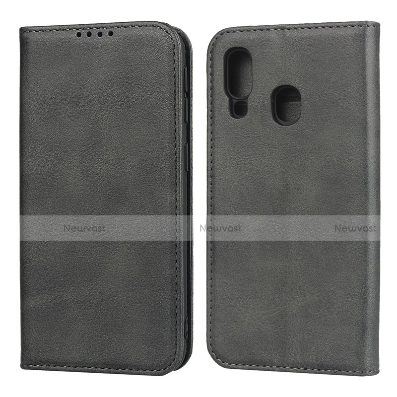 Leather Case Stands Flip Cover L01 Holder for Samsung Galaxy A40 Black