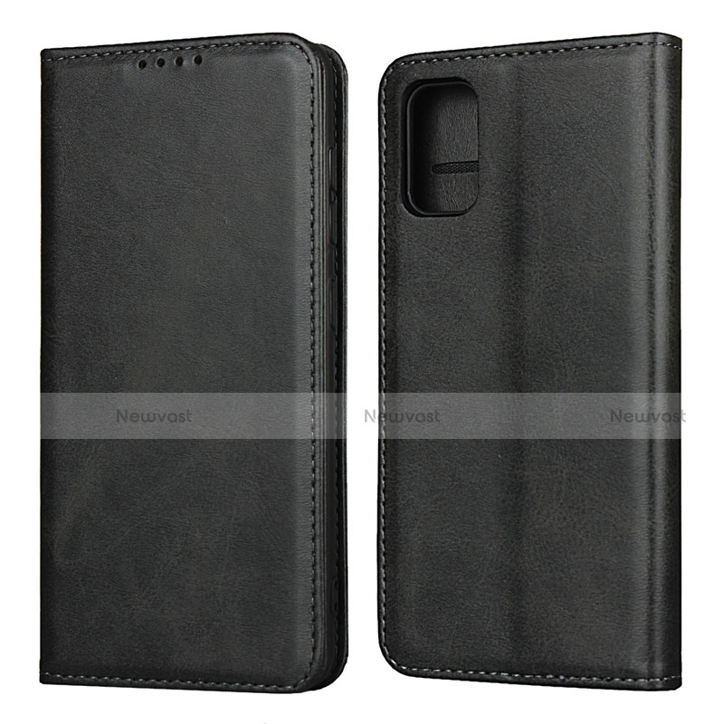 Leather Case Stands Flip Cover L01 Holder for Samsung Galaxy A41 Black