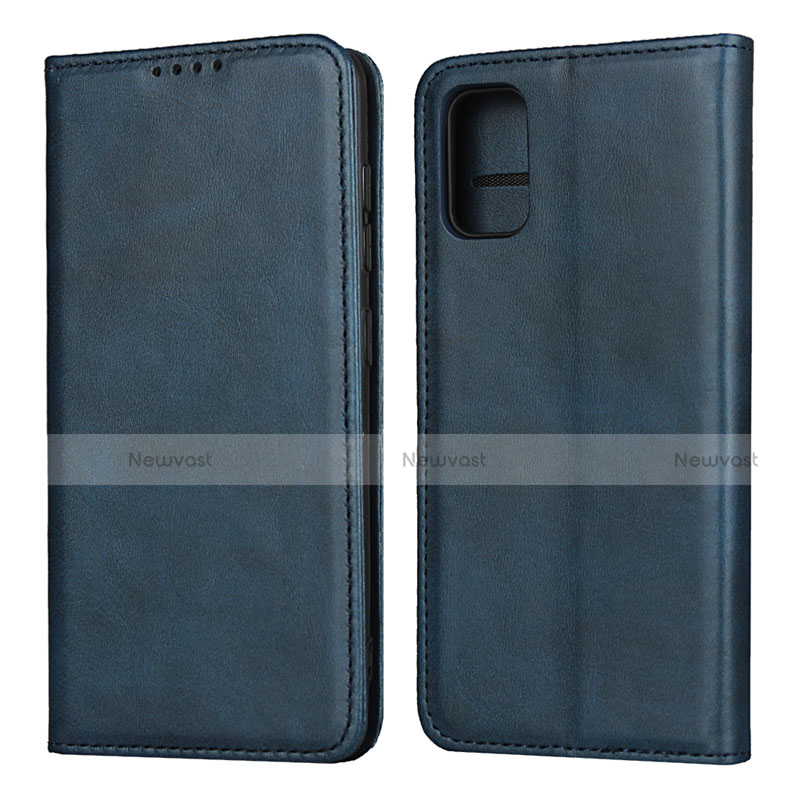 Leather Case Stands Flip Cover L01 Holder for Samsung Galaxy A41 Blue