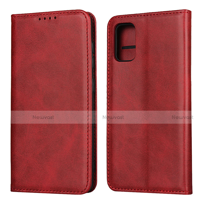 Leather Case Stands Flip Cover L01 Holder for Samsung Galaxy A41 Red