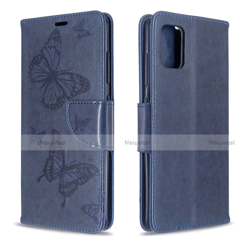 Leather Case Stands Flip Cover L01 Holder for Samsung Galaxy A51 5G Blue