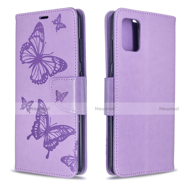 Leather Case Stands Flip Cover L01 Holder for Samsung Galaxy A51 5G Purple