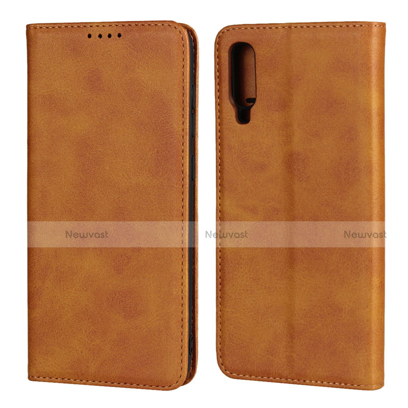 Leather Case Stands Flip Cover L01 Holder for Samsung Galaxy A70 Orange