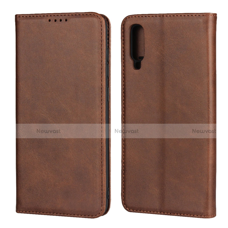Leather Case Stands Flip Cover L01 Holder for Samsung Galaxy A70S Brown