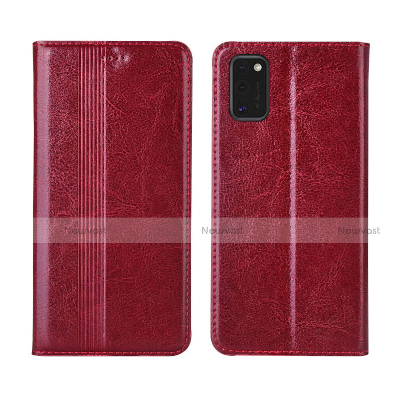 Leather Case Stands Flip Cover L01 Holder for Samsung Galaxy M51 Red Wine