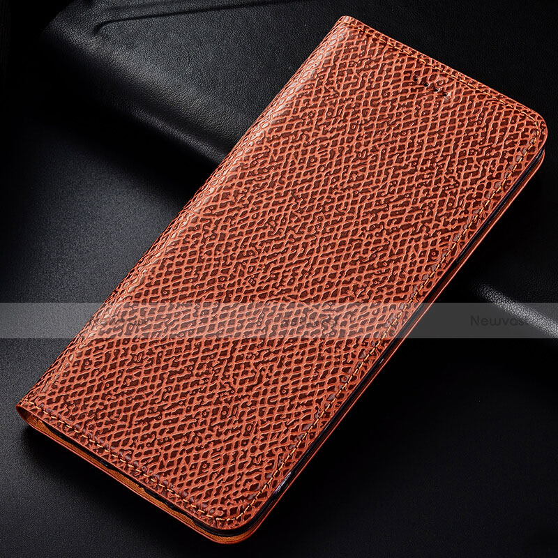 Leather Case Stands Flip Cover L01 Holder for Samsung Galaxy M60s Brown