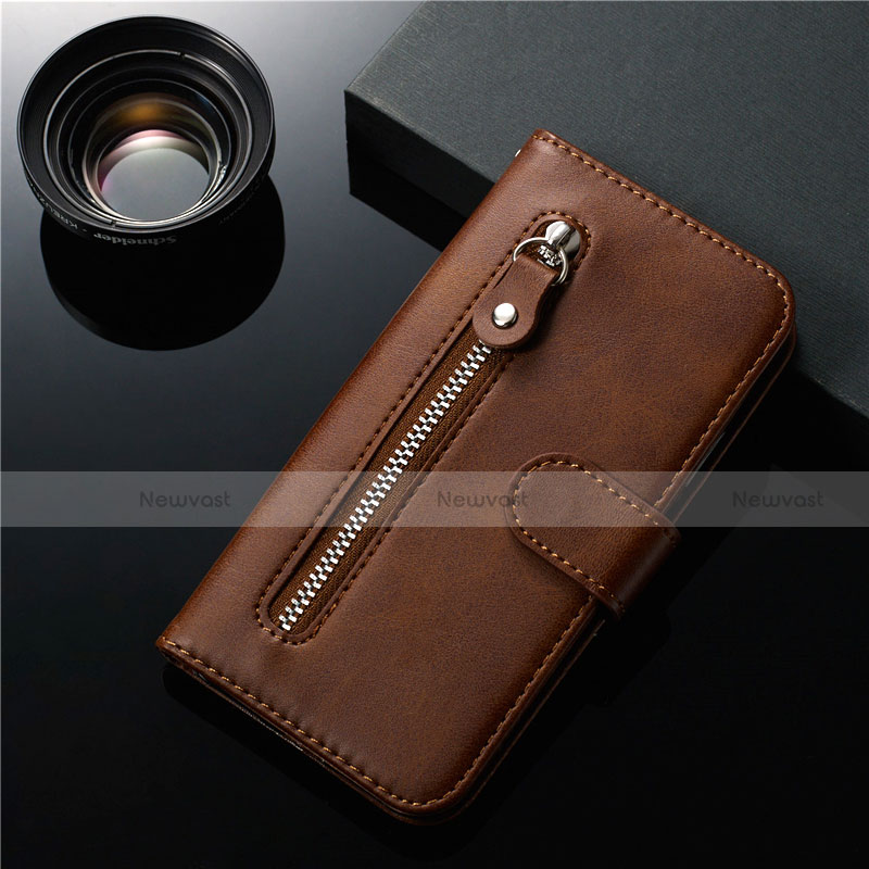 Leather Case Stands Flip Cover L01 Holder for Samsung Galaxy S20 Ultra 5G Brown
