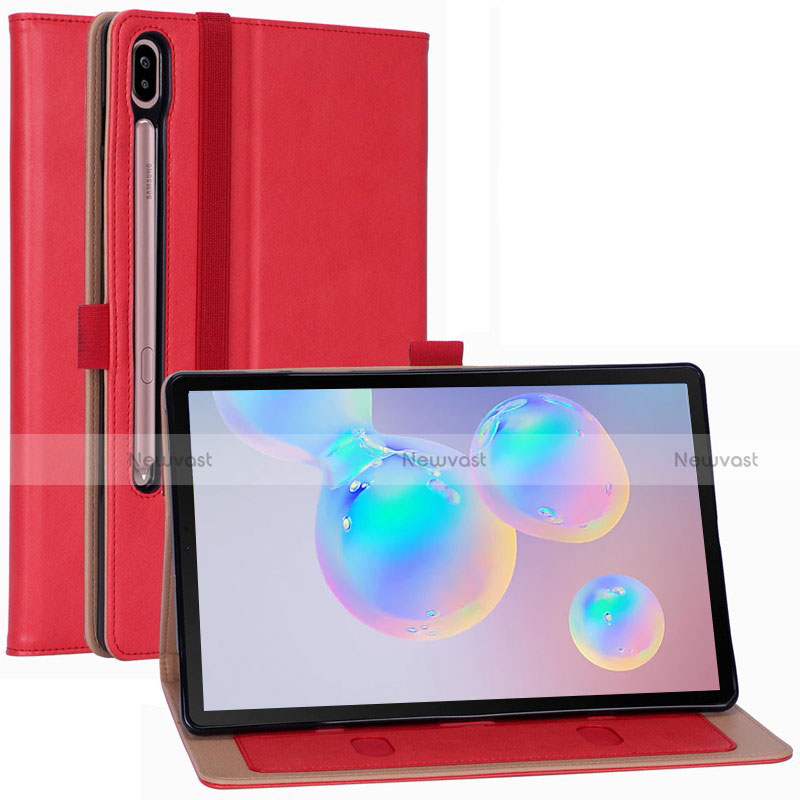 Leather Case Stands Flip Cover L01 Holder for Samsung Galaxy Tab S6 10.5 SM-T860 Red
