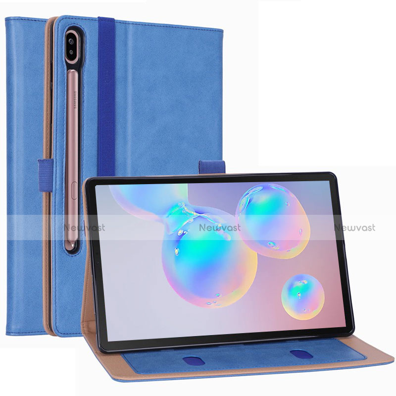 Leather Case Stands Flip Cover L01 Holder for Samsung Galaxy Tab S6 10.5 SM-T860 Sky Blue