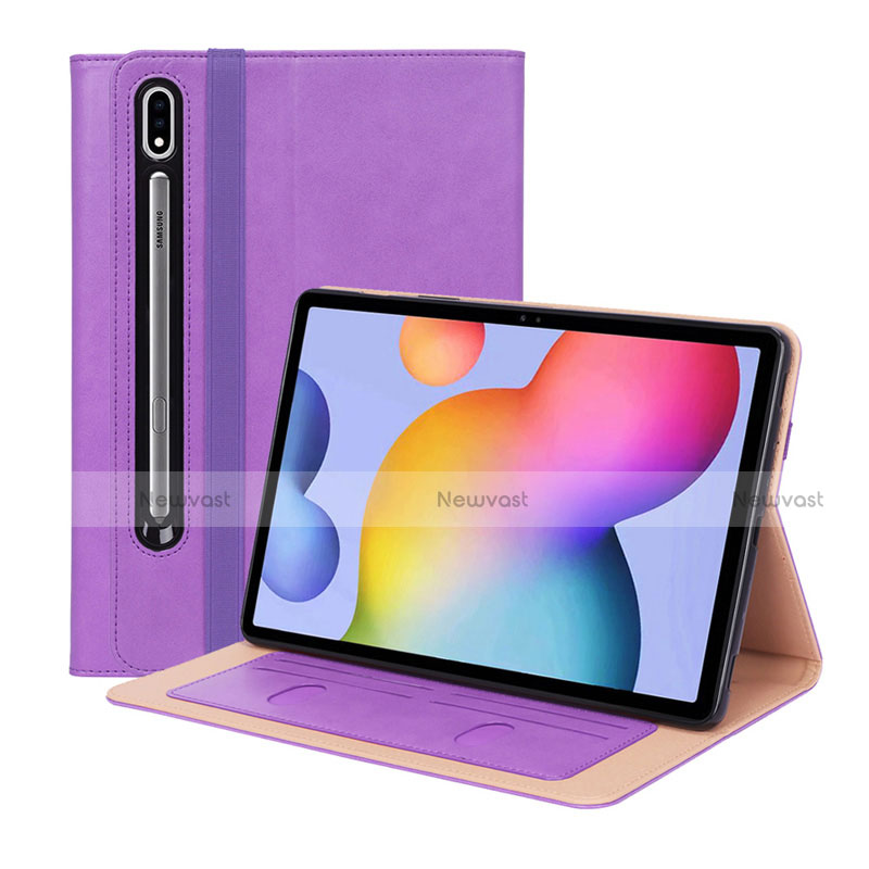 Leather Case Stands Flip Cover L01 Holder for Samsung Galaxy Tab S7 Plus 12.4 Wi-Fi SM-T970 Purple