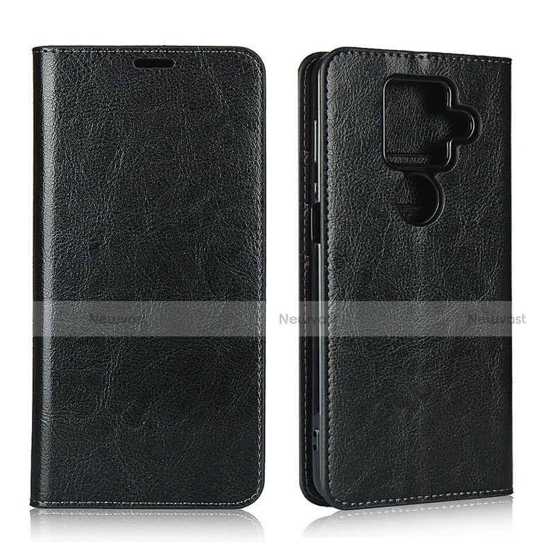 Leather Case Stands Flip Cover L01 Holder for Sharp AQUOS Sense4 Plus Black