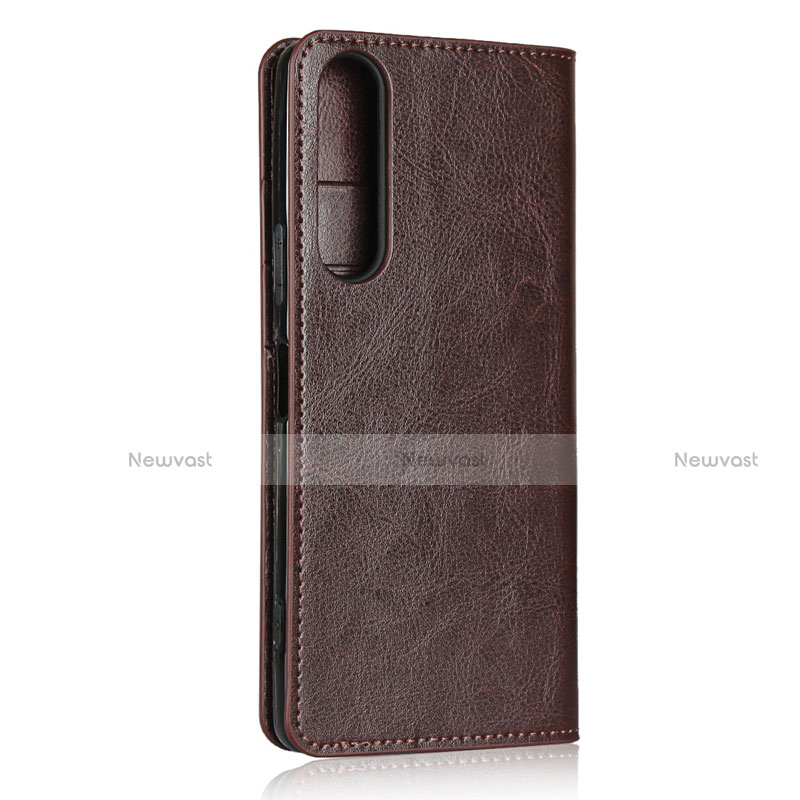 Leather Case Stands Flip Cover L01 Holder for Sony Xperia 1 II Brown
