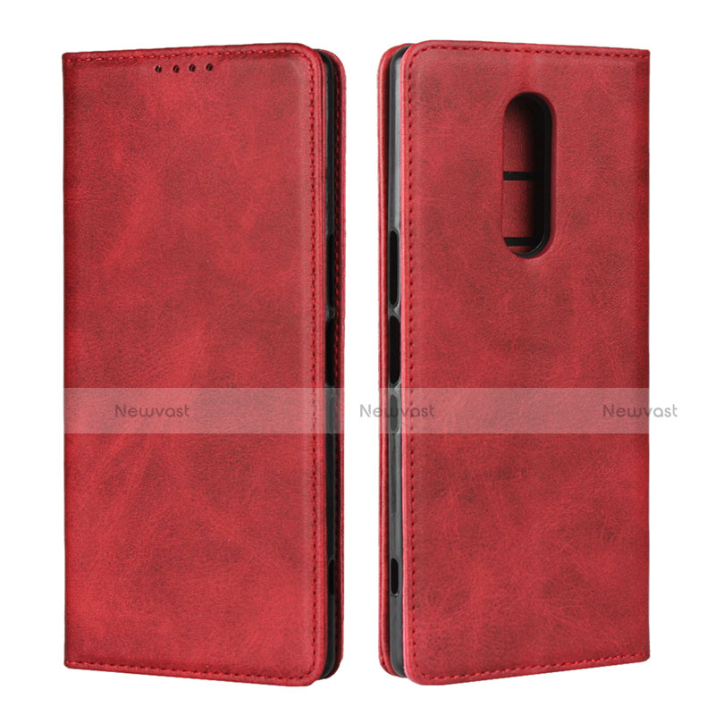 Leather Case Stands Flip Cover L01 Holder for Sony Xperia 1 Red