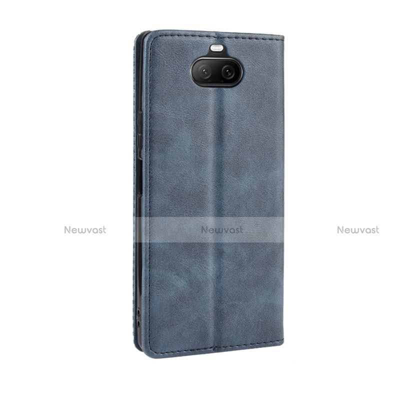Leather Case Stands Flip Cover L01 Holder for Sony Xperia 8 Blue