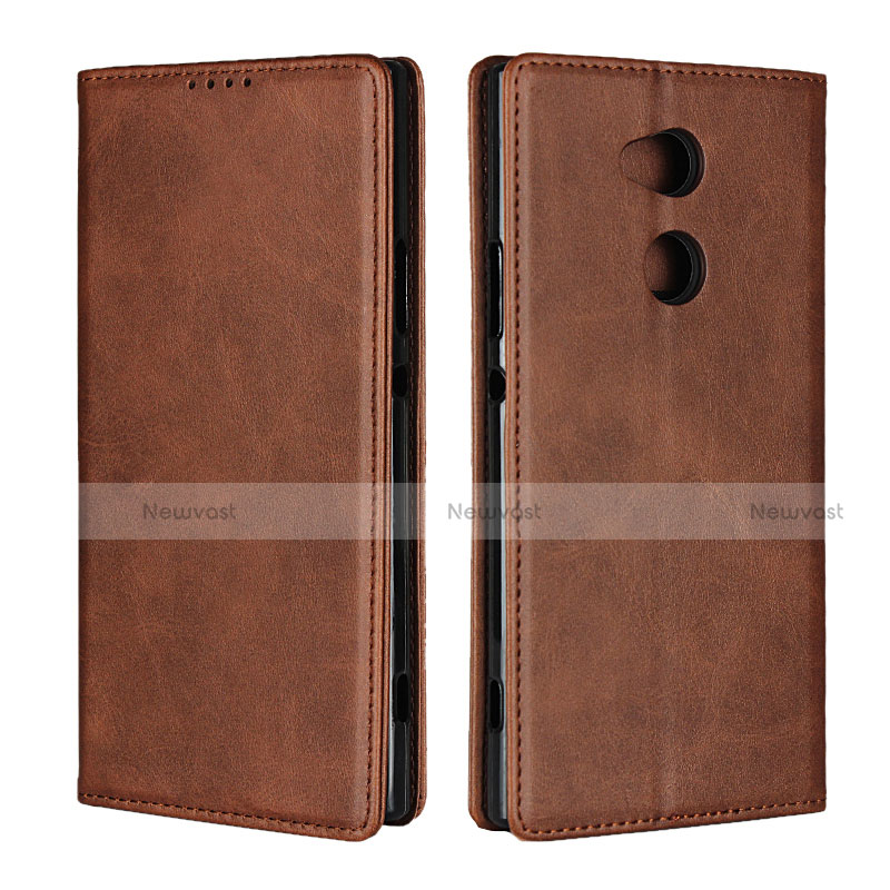 Leather Case Stands Flip Cover L01 Holder for Sony Xperia XA2 Ultra Brown