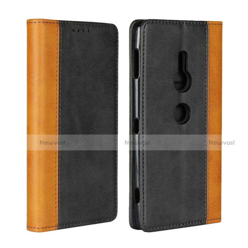 Leather Case Stands Flip Cover L01 Holder for Sony Xperia XZ2 Black