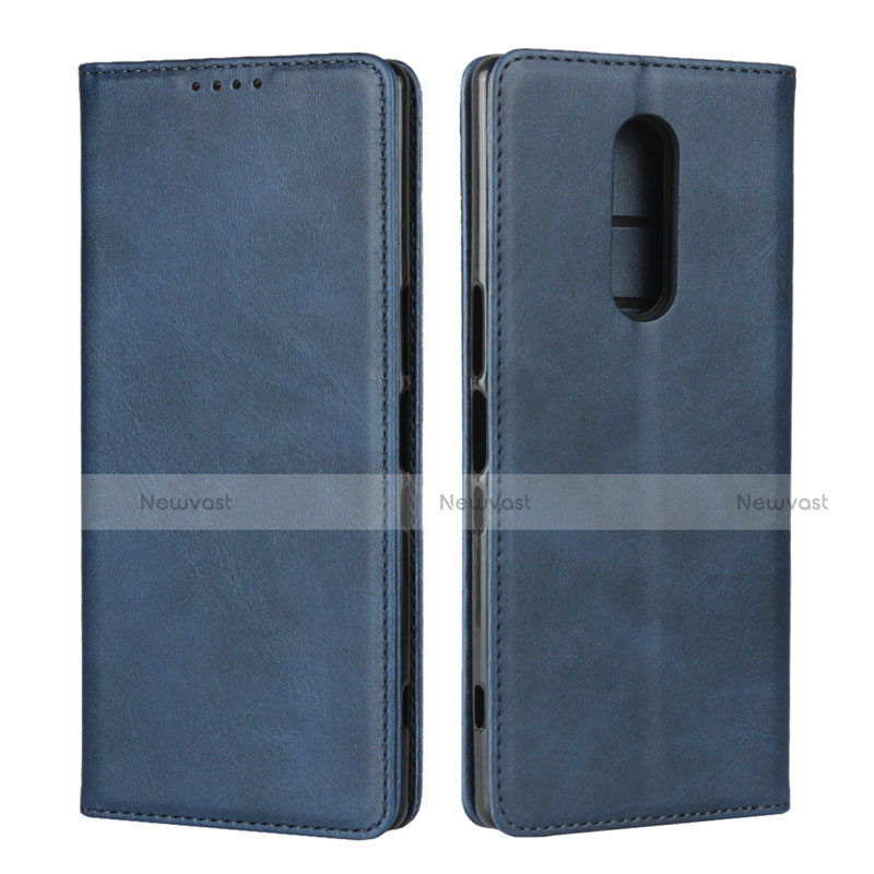 Leather Case Stands Flip Cover L01 Holder for Sony Xperia XZ4 Blue