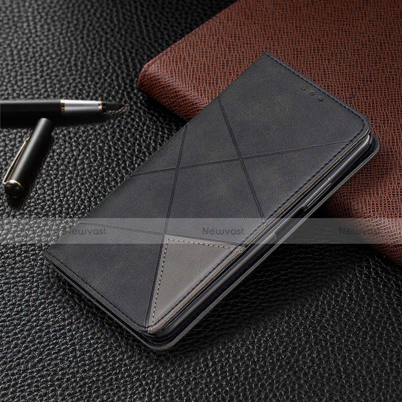 Leather Case Stands Flip Cover L01 Holder for Vivo X50 5G Black