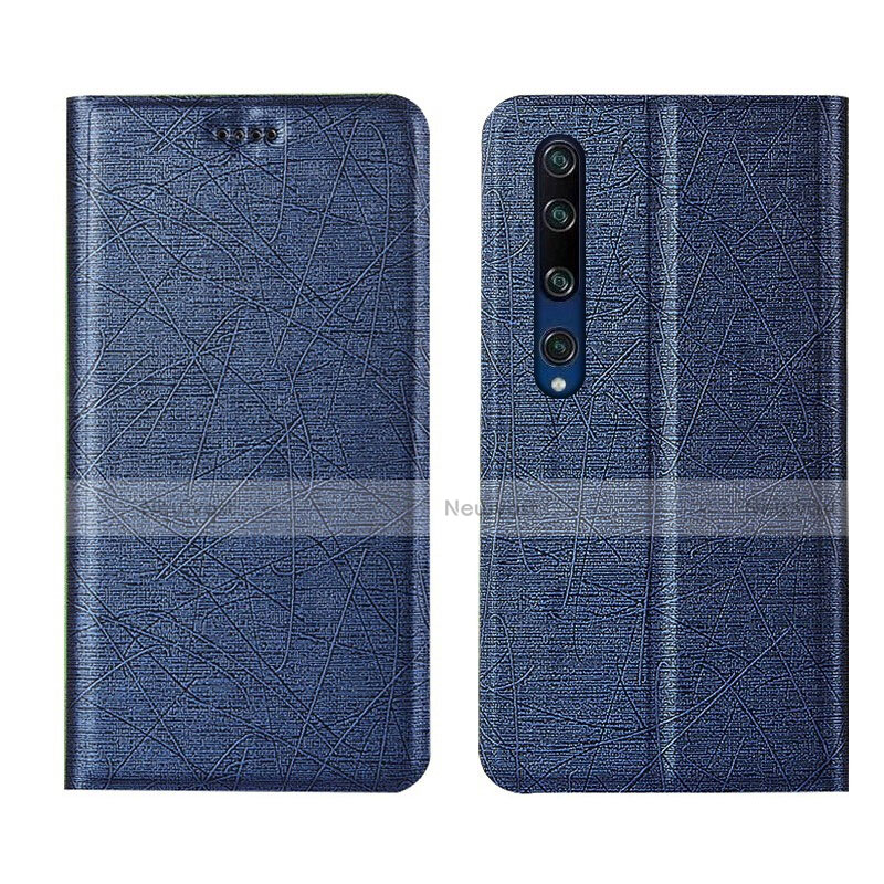 Leather Case Stands Flip Cover L01 Holder for Xiaomi Mi 10 Blue