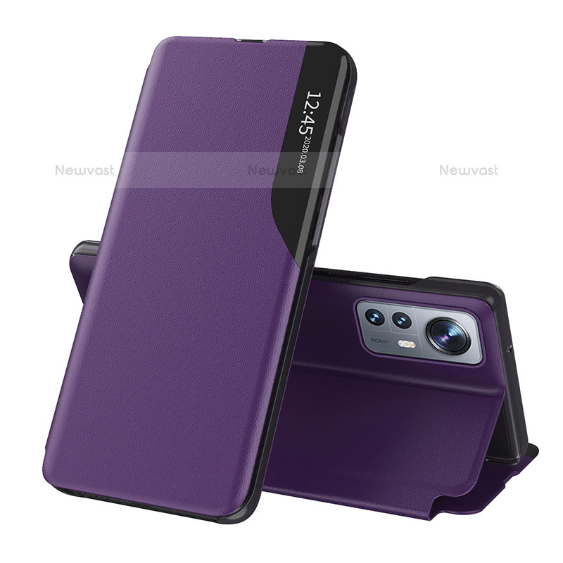 Leather Case Stands Flip Cover L01 Holder for Xiaomi Mi 12 Pro 5G Purple