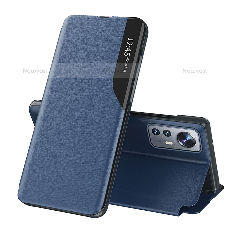 Leather Case Stands Flip Cover L01 Holder for Xiaomi Mi 12S 5G Blue