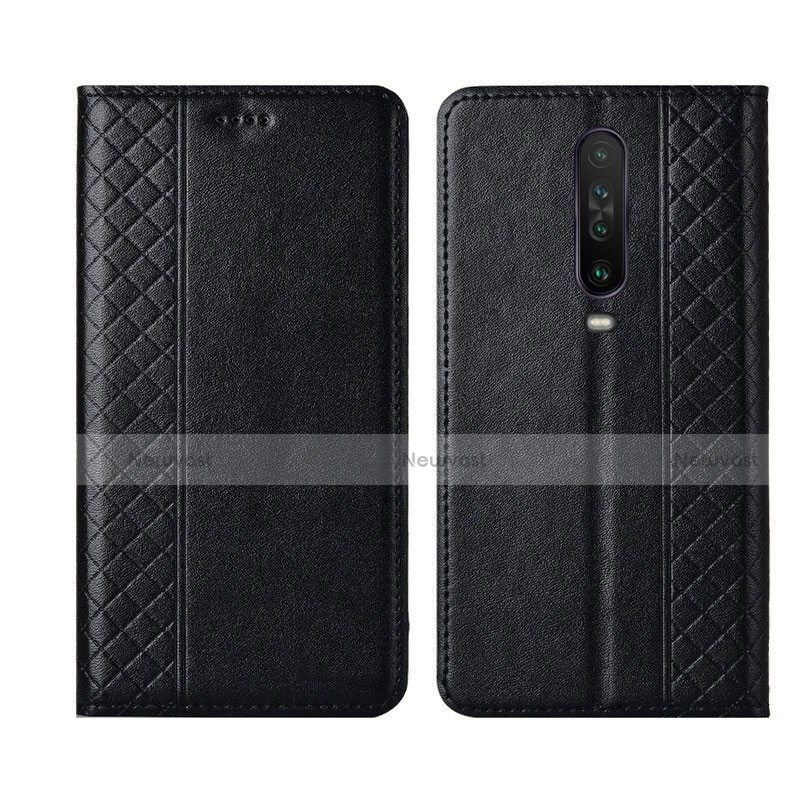 Leather Case Stands Flip Cover L01 Holder for Xiaomi Redmi K30 4G Black
