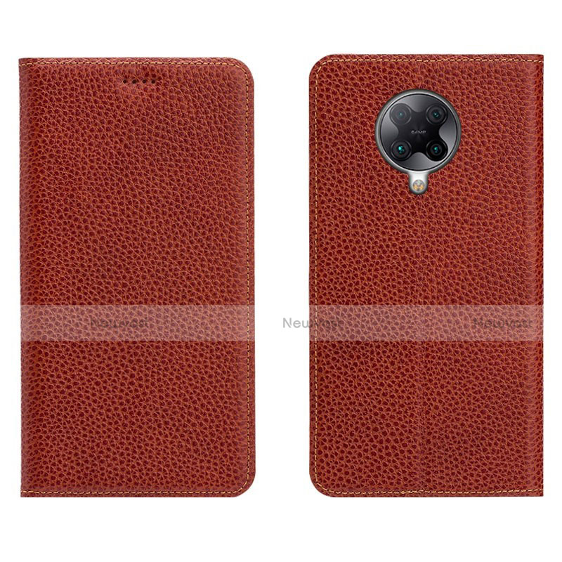 Leather Case Stands Flip Cover L01 Holder for Xiaomi Redmi K30 Pro 5G Brown