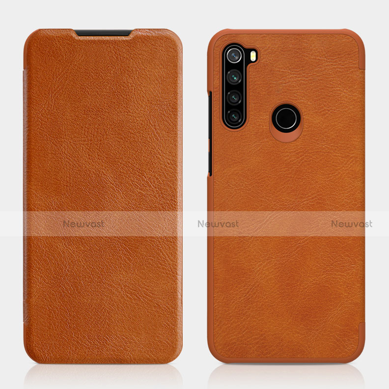 Leather Case Stands Flip Cover L01 Holder for Xiaomi Redmi Note 8 (2021) Brown