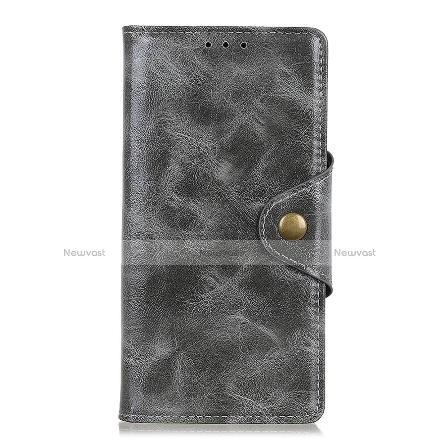 Leather Case Stands Flip Cover L01 Holder for Xiaomi Redmi Note 9 Pro Max Gray
