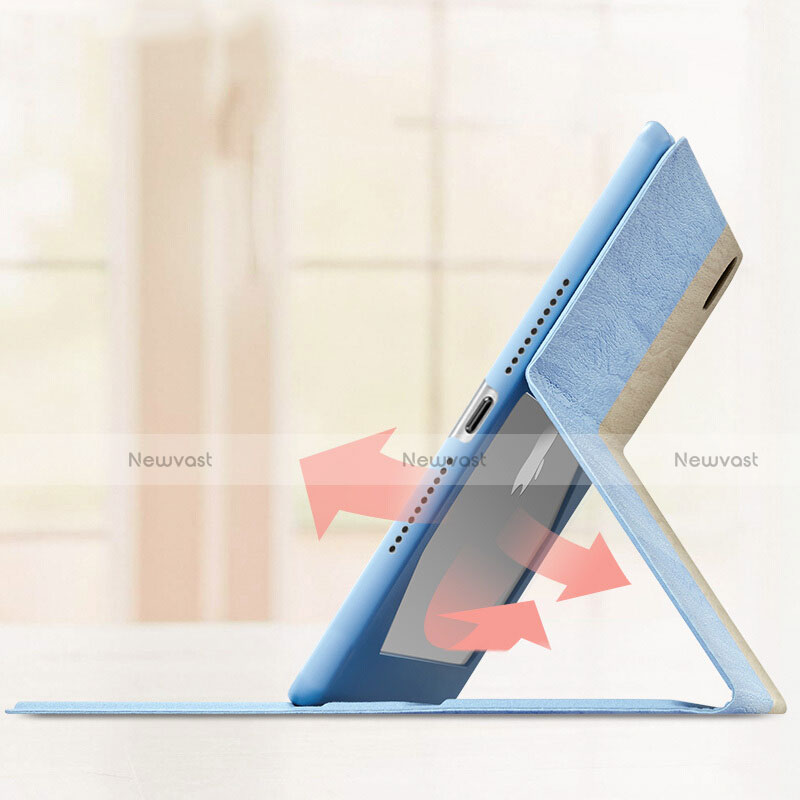 Leather Case Stands Flip Cover L02 for Apple New iPad 9.7 (2018) Sky Blue