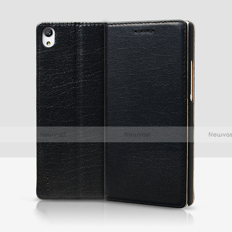 Leather Case Stands Flip Cover L02 for Huawei Ascend P7 Black