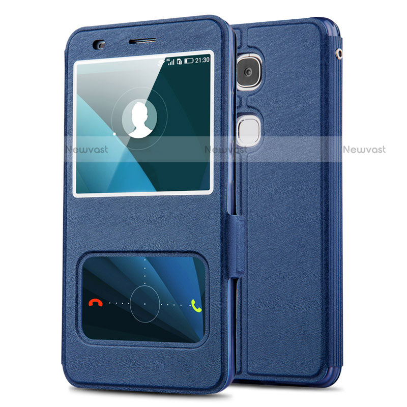 Leather Case Stands Flip Cover L02 for Huawei Honor 5X Blue