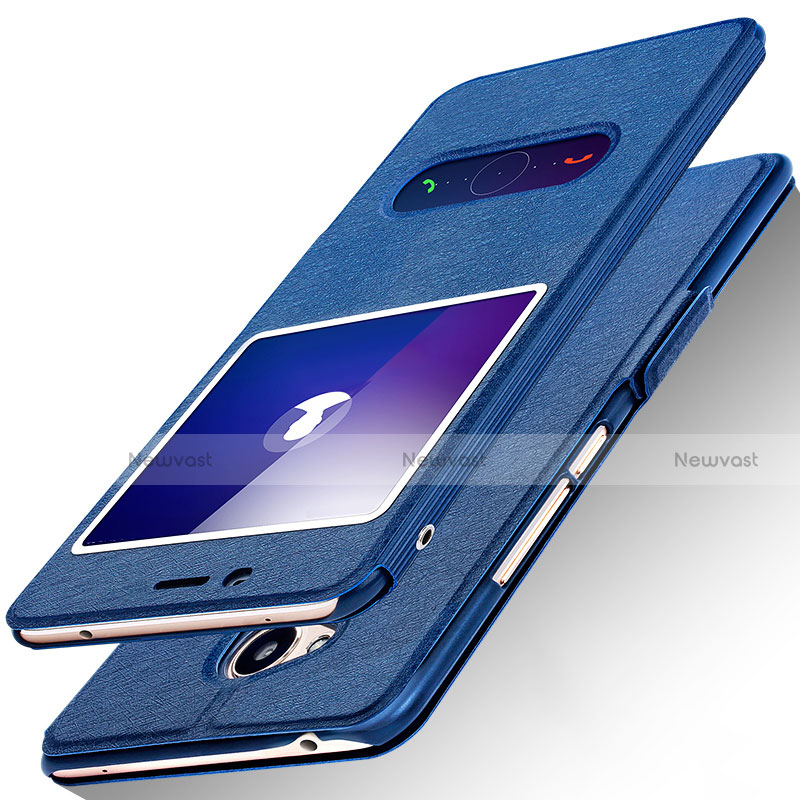 Leather Case Stands Flip Cover L02 for Huawei Honor 6A Blue