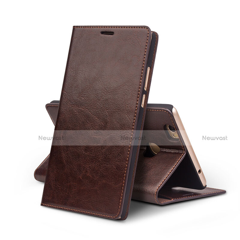 Leather Case Stands Flip Cover L02 for Huawei Honor Note 8 Brown