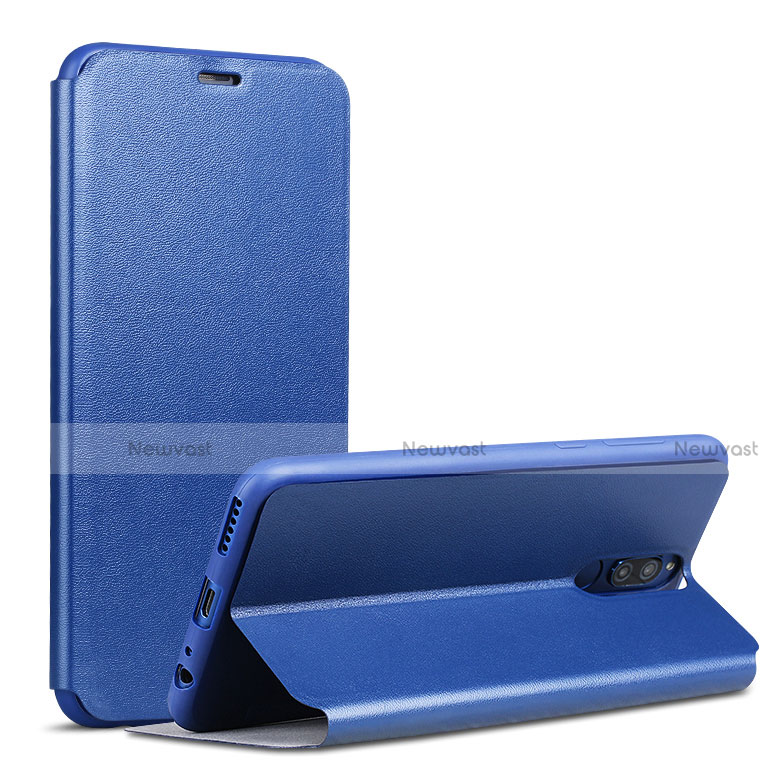 Leather Case Stands Flip Cover L02 for Huawei Mate 10 Lite Blue