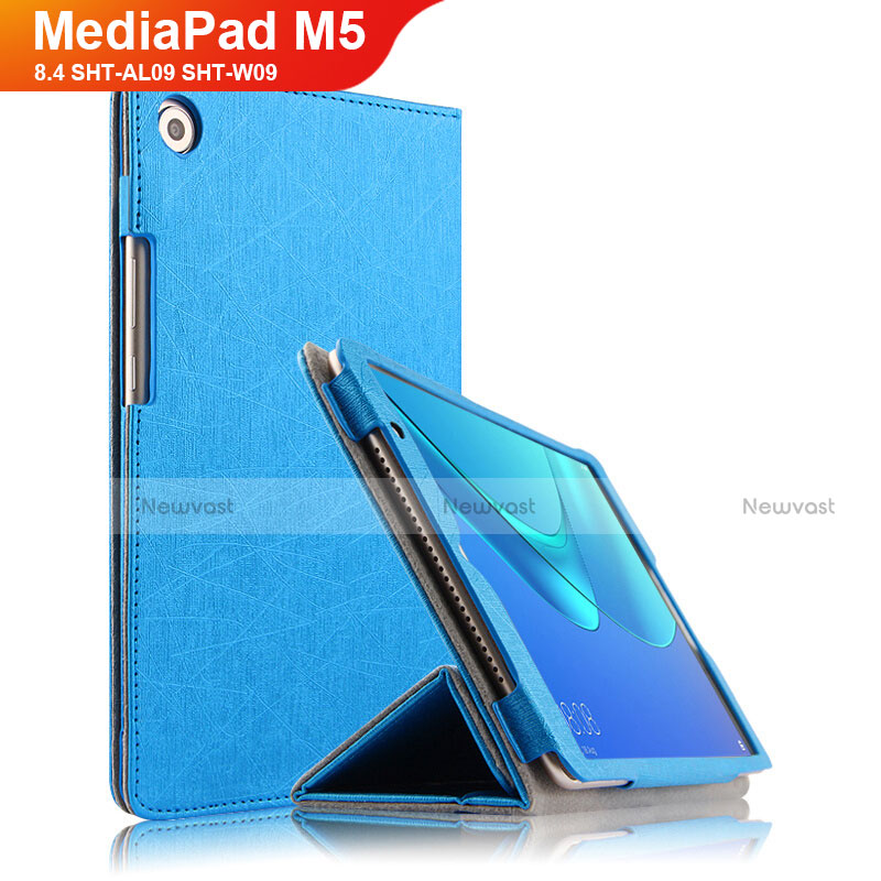 Leather Case Stands Flip Cover L02 for Huawei MediaPad M5 8.4 SHT-AL09 SHT-W09 Blue